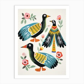 Folk Style Bird Painting Duck 3 Art Print