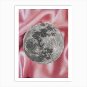 Pink Satin Moon Collage Art Print