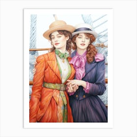 Titanic Ladies Colour Sketch 1 Art Print