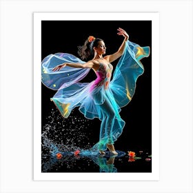 Translucent Ballet Dancer On Black Background Poster