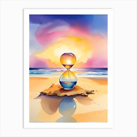 Hourglass On The Beach 1 Art Print