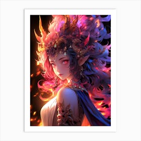 Anime Girl With Horns Art Print