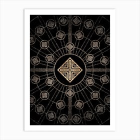 Geometric Glyph Radial Array in Glitter Gold on Black n.0335 Art Print