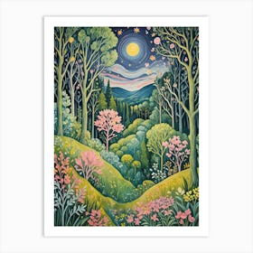 Night In The Forest In Colour Art Print