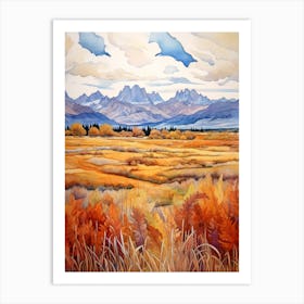 Autumn National Park Painting Grand Teton National Park Wyoming Usa 2 Art Print