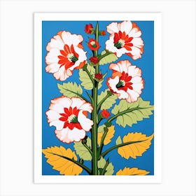 Flower Motif Painting Hollyhock 3 Art Print