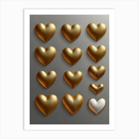 Golden Hearts 1 Art Print