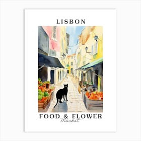 Food Market With Cats In Lisbon 4 Poster Art Print