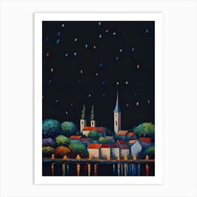 Night In The Village 3 Art Print