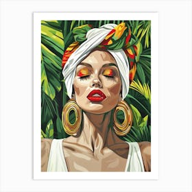 Tropical Woman In A Turban Art Print