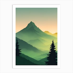 Misty Mountains Vertical Composition In Green Tone 216 Art Print