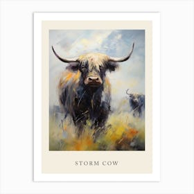 Dark Tones Impressionism Of Two Highland Cows Poster 1 Art Print