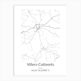 Villers Cotterets,France Minimalist Map Art Print