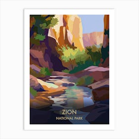 Zion National Park Travel Poster Matisse Style 1 Art Print