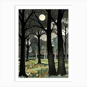 William Morris Moonlight In The Woods 26 Art Print