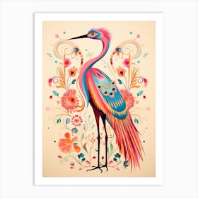 Pink Scandi Crane 2 Art Print