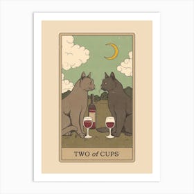 Two Of Cups   Cats Tarot Art Print