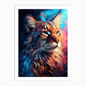 A Lynx Colorful Lights Art Print