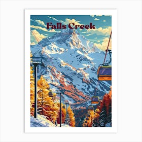 Falls Creek Australia Winter Digital Travel Art Poster