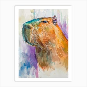 Capybara Colourful Watercolour 3 Art Print