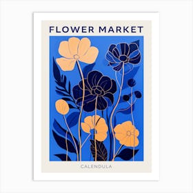 Blue Flower Market Poster Calendula 2 Art Print