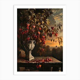 Baroque Floral Still Life Bleeding Hearts Dicentra 1 Art Print