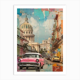 Cuba   Retro Collage Style 1 Art Print