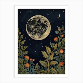 Moon And Flowers Style William Morris 23 Art Print