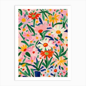 Pink Colorful Daisies Art Print