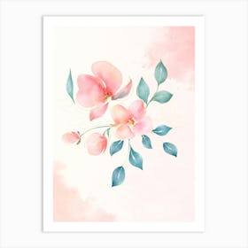 Watercolor Flowers Background Art Print