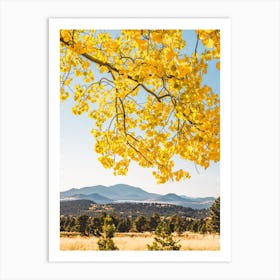 Yellow Autumn Leaves Mountain Art Print