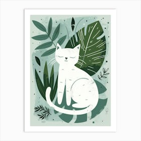 Cat With Leaves Art Print