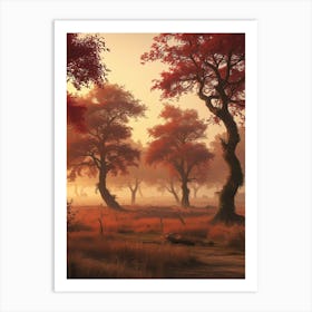 Red Autumn Trees 1 Art Print