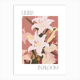 Lilies In Bloom Flowers Bold Illustration 2 Art Print