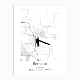 Bethalto,United States Minimalist Map Art Print