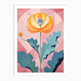 Ranunculus 1 Hilma Af Klint Inspired Pastel Flower Painting Art Print