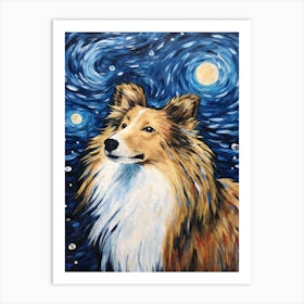 Shetland Sheepdog Starry Night Dog Portrait Art Print