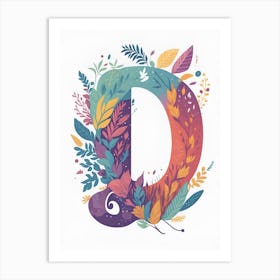 Colorful Letter D Illustration 85 Art Print