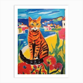 Painting Of A Cat In Lagos Portugal 3 Art Print