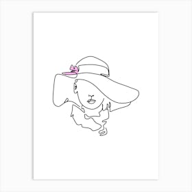 One Line Woman In A Hat Art Print