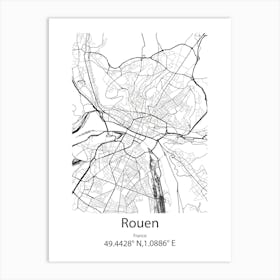 Rouen,France Minimalist Map Art Print