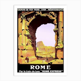 Rome, Colosseum Under The Arch, Italy Art Print