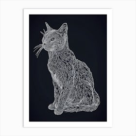 European Shorthair Cat Minimalist Illustration 3 Art Print