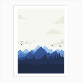 Mountain Landscape With Birds Art Print