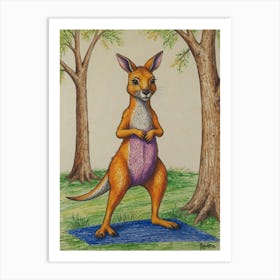 Kangaroo Yoga 6 Art Print