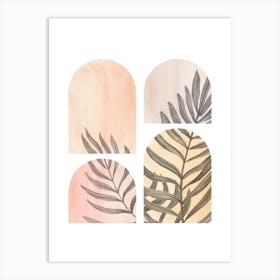 Set Of Four Watercolor arches and Leaves Art Print