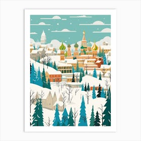 Retro Winter Illustration Moscow Russia 1 Art Print