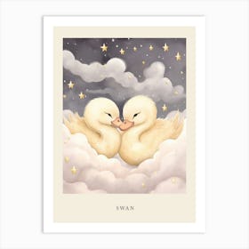 Sleeping Baby Swan Nursery Poster Art Print