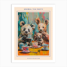 Kitsch Cute Animal Tea Party 4 Poster Art Print