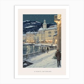 Vintage Winter Poster St Moritz Switzerland 1 Art Print